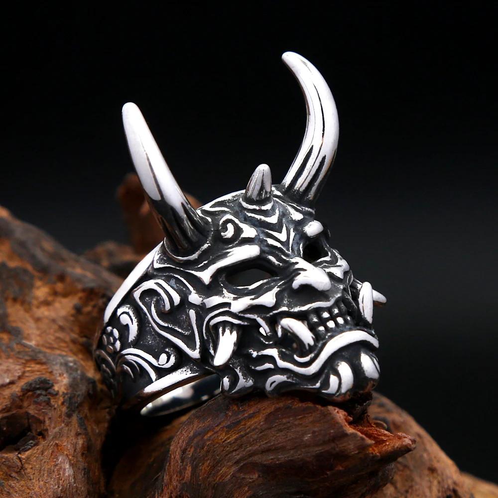 Vintage Prajna Skull Ring For Men Stainless Steel Punk Gothic Jewelry Unique Biker Amulet Gift
