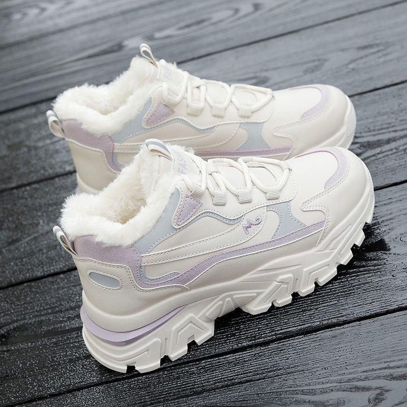 Cotton shoes women's 2025 winter new velvet dad shoes women's ins trendy versatile sports casual shoes student warm shoes