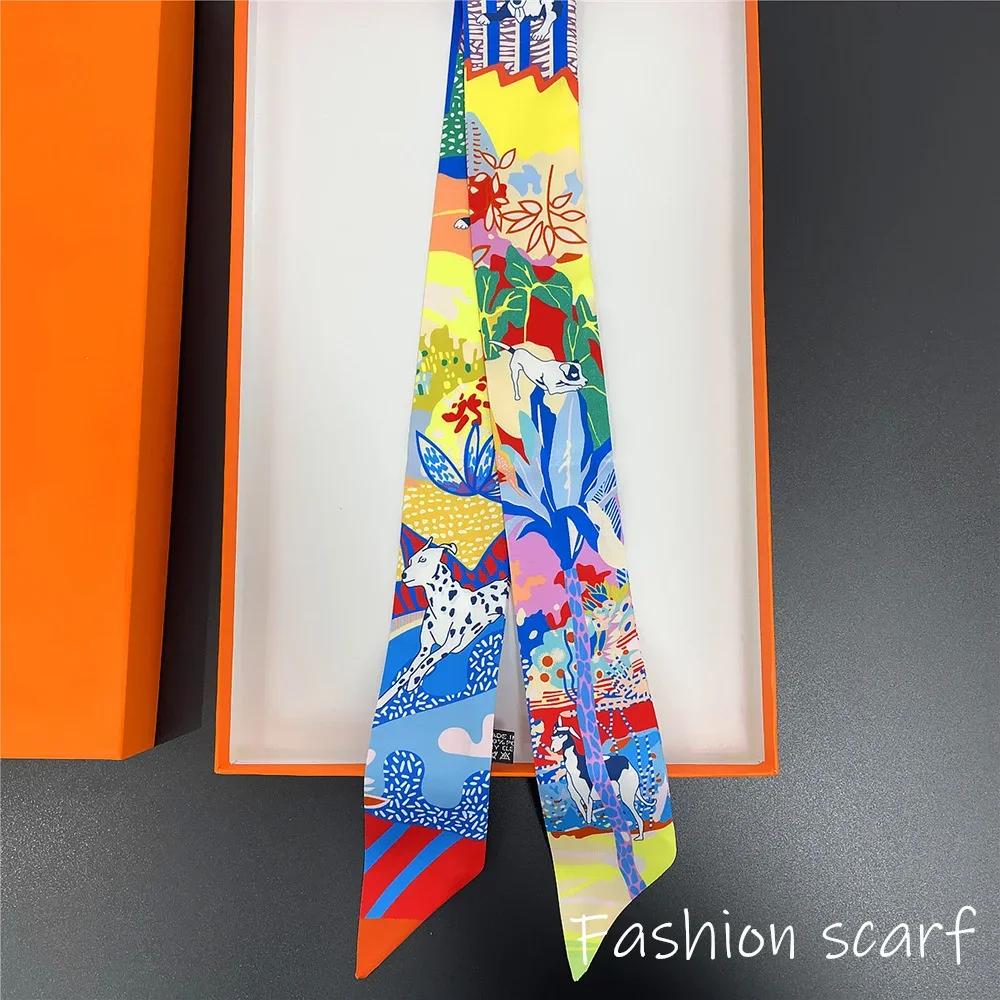 

Women s Fashion Silk Scarf 1PC Animal Print Ribbon for Hair Wrist Bag Handle Accessory Thin Long Decorative Bandana Ties 90X5CM