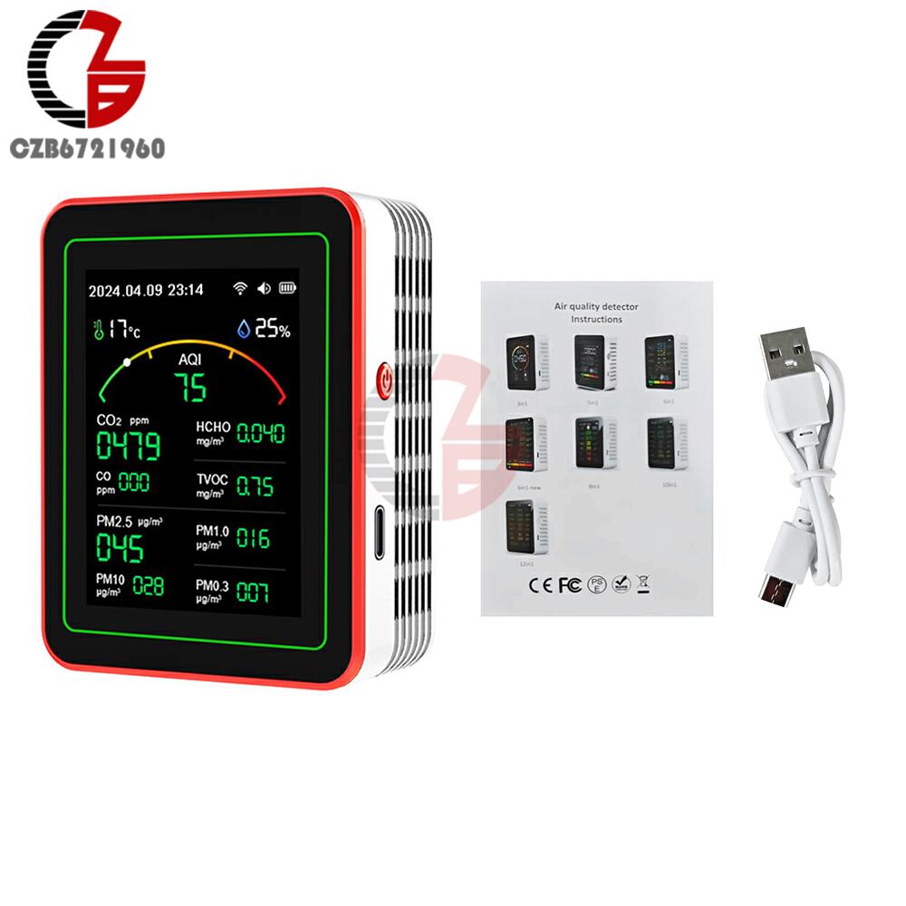 

Tuya WiFi 15 in 1 Air Tester CO2 Air Quality Detector PM0.3 PM1.0 PM2.5 PM10 Formaldehyde Monitor Temperature and Humidity Meter