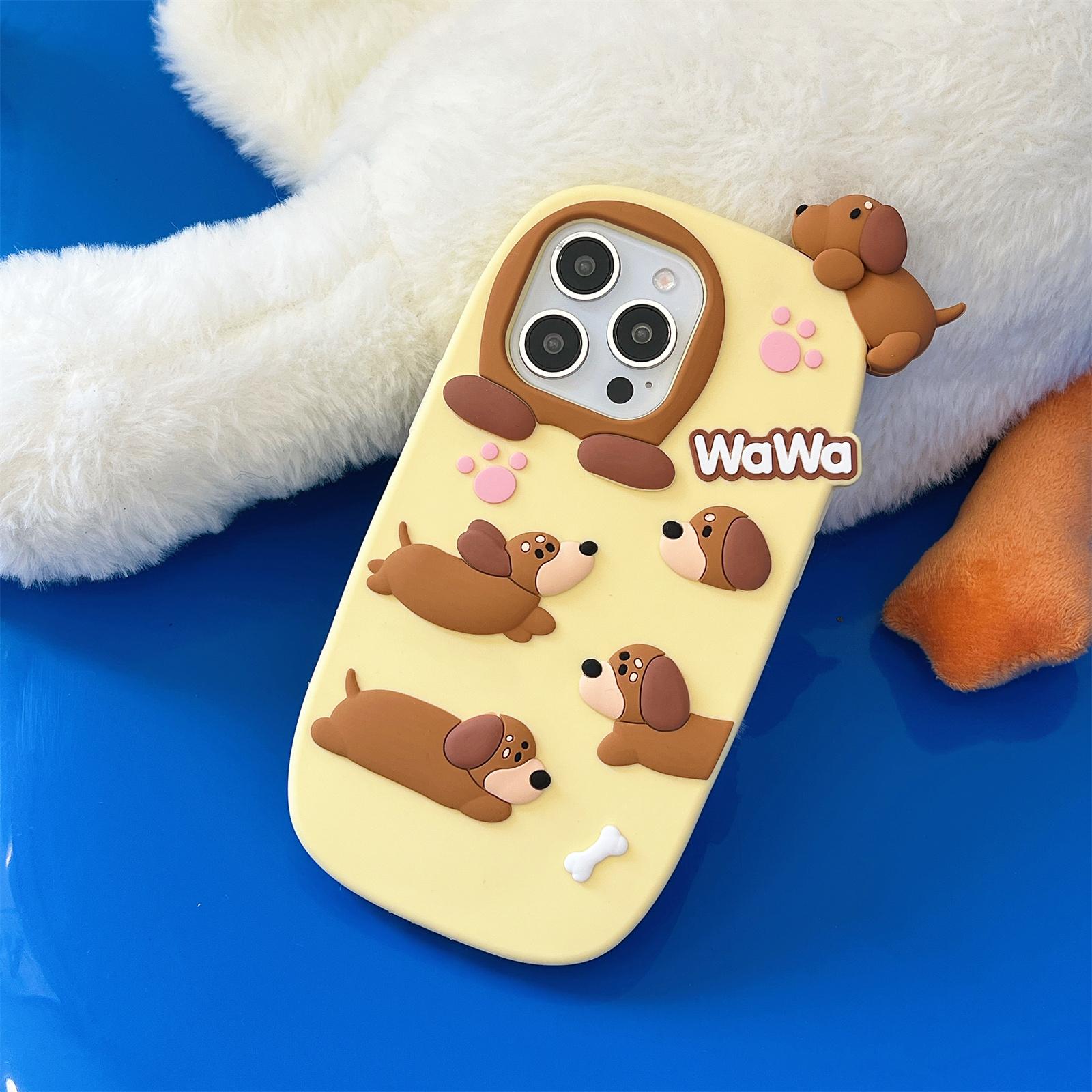 

For iPhone 16 Pro Max Silicone Case Cute Dachshund Design Shockproof Phone Back Cover As Shown A