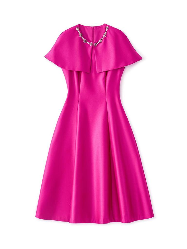 Elegant Sleeveless Cape Dress with Nail Diamond Detailing