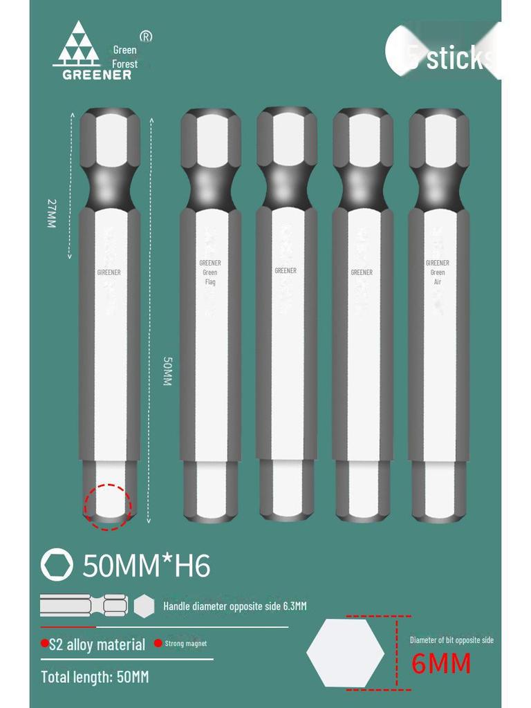 Green Forest Tungsten Steel Hex Wrench & Drill Set with Magnetic Hex Head