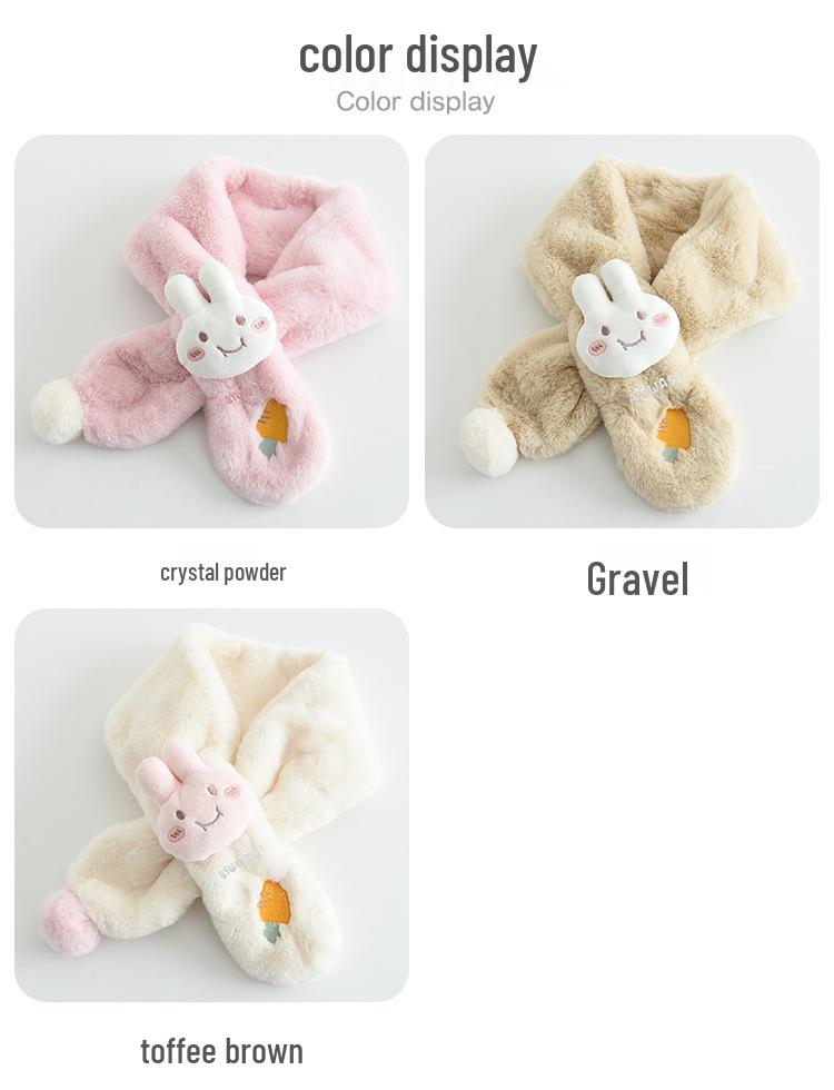 Dziecięcy Pluszowy Szalik z Kreskówkowym Królikiem: Wiatroodporny komin jesienno-zimowy