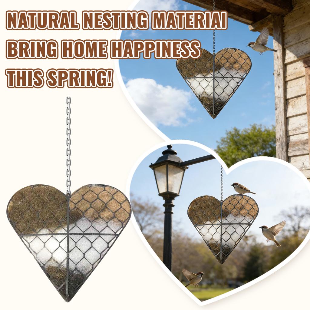 Handmade Fiber Bird Nesting Heart,Refillable Birds Haven 1 Heart Shape Nesting,Winter Gifts Animal Hummingbirds