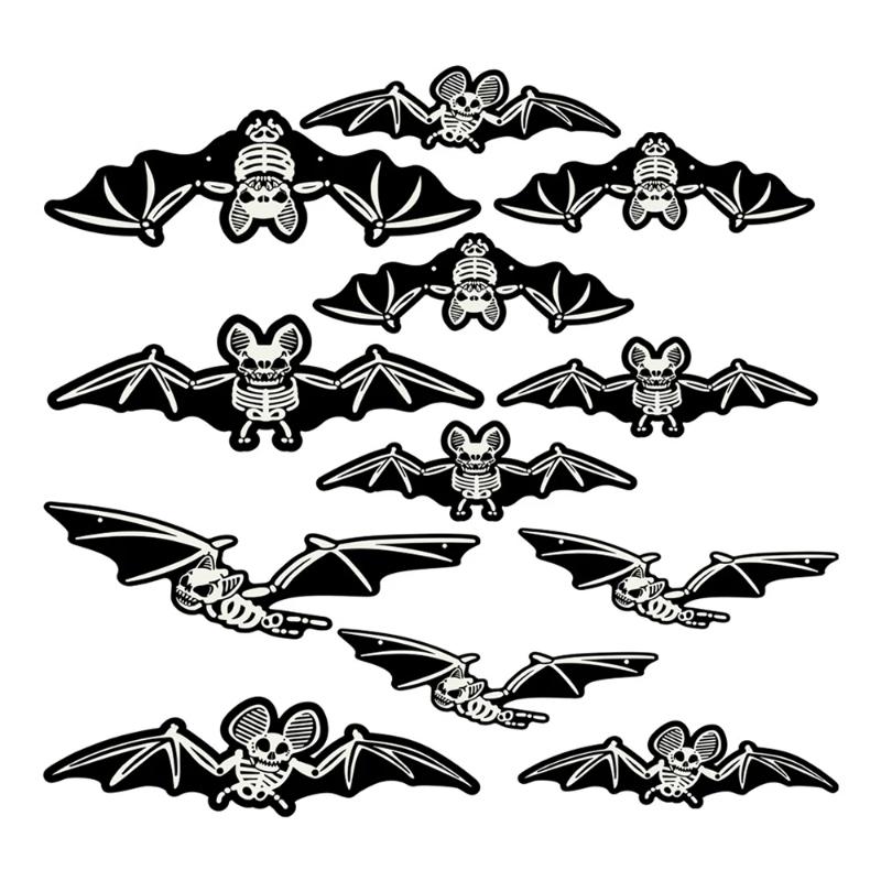 Fluorescent Bat Decor Halloween Bat Shaped Hanging Ornament Glowing Bat Pendant Bat-Shaped For Halloween Party Outdoor Yard