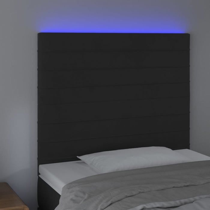 VidaXL Tête de Lit à LED Meuble de Chambre à Coucher Accessoire de Lit Simple Tête de Cadre de Lit Intérieur Noir 3122596