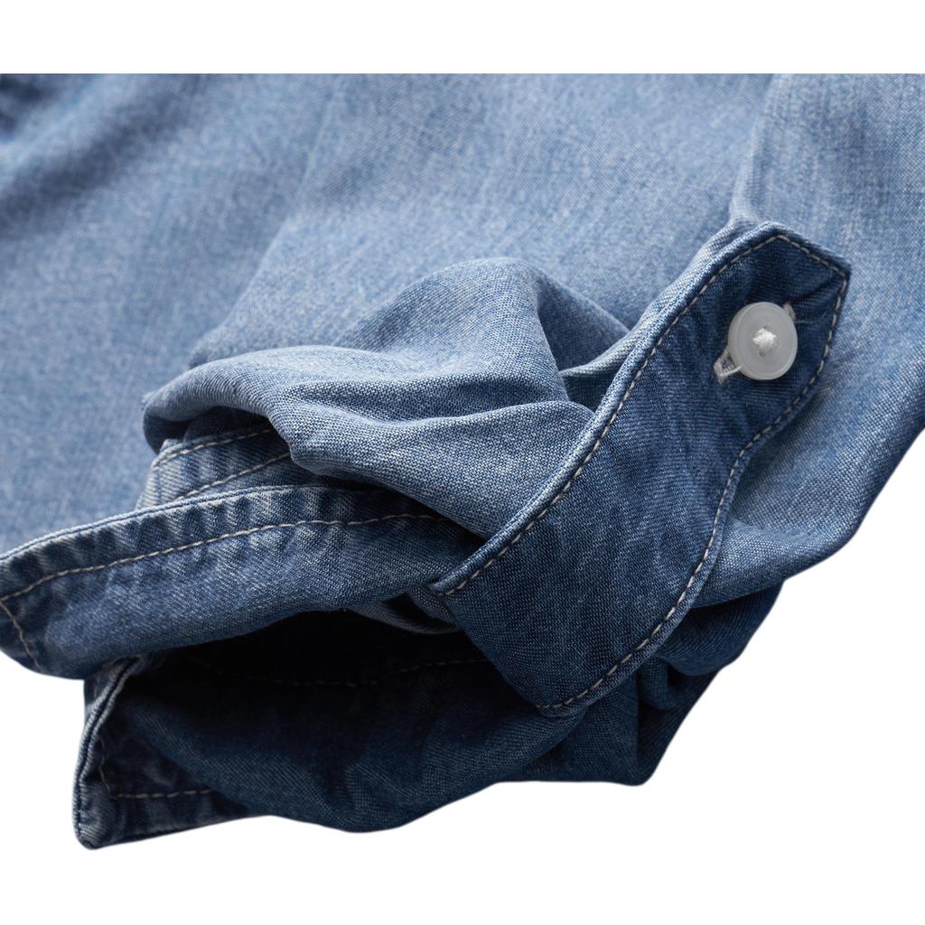 Levis SS24 Summer Collection Denim Solid Color Loose Long Sleeve Shirt Women shirts Dark-Blue 001BO-0000