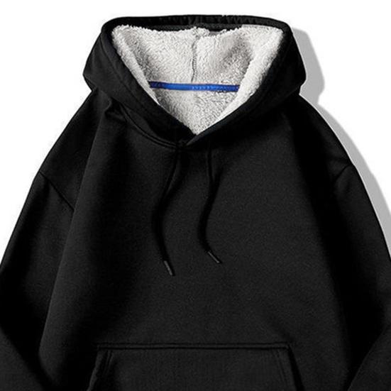 Kapuzenpullover für Damen, Herbst/Winter, dickes Fleece-Futter, Kapuze, lange Ärmel mit Tasche, einfarbig, locker, elastische Bündchen, Kordelzug, Sportmantel