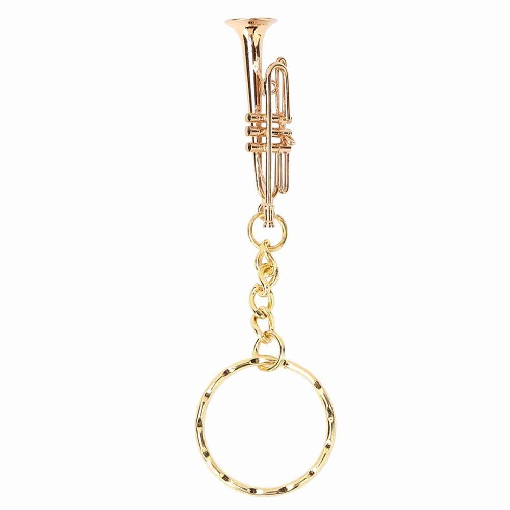 Compact Trumpet Keychain Brass Trumpet Pendant Keychains & Charms Brass Trumpet Charm For Women