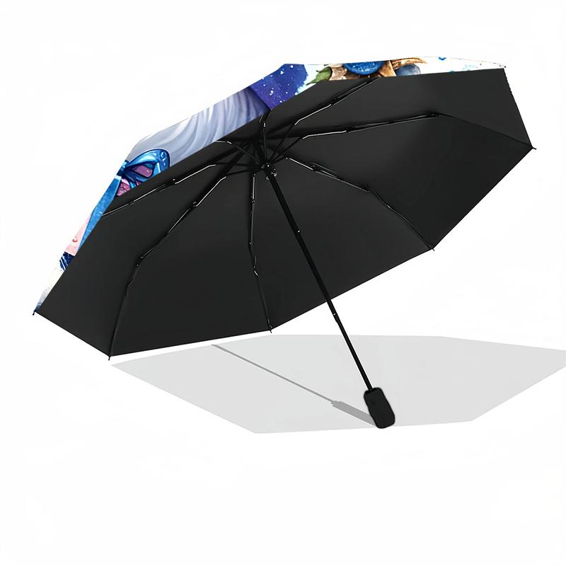 1pc Sturdy 8-Bone Auto Umbrella, Christmas Gnome Umbrella, Digital Printed, Foldable Umbrella for On-the-Go Outdoor Use