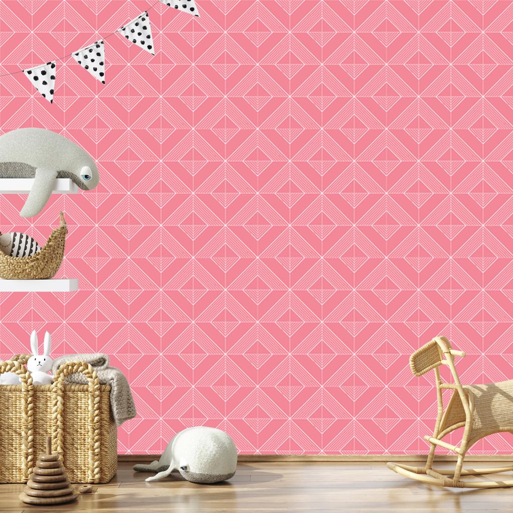 Geometric Coral Diamonds Wallpaper, Clear Detail 50x1000