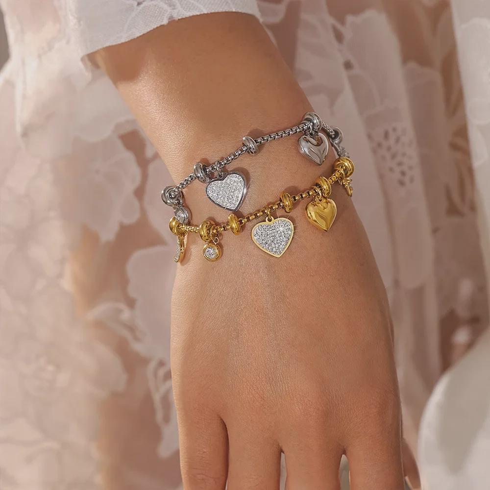 Elegant Love Diamond Bracelet: 18k Gold-Plated Titanium Steel, Niche Design, Perfect for Couples