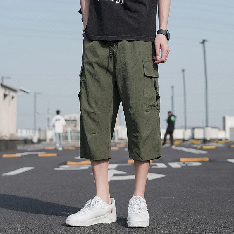 

Летние мужские шорты-карго со множеством карманов, спортивная одежда, дышащие, быстросохнущие, длиной до икр, капри, свободные бриджи, шорты M зелёный