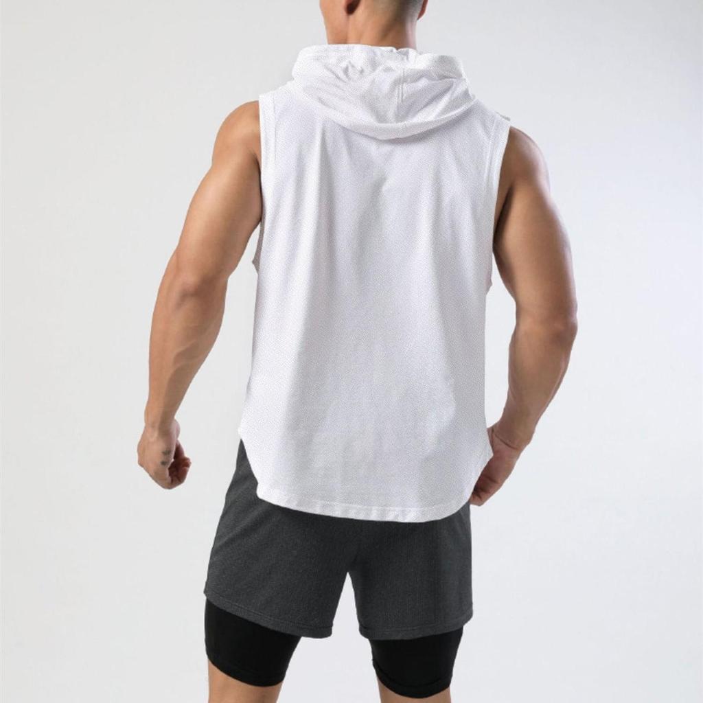 Men's Summer Thin Sleeveless Hooded Vest Sports Sweatshirt Basketball Jacket Waistcoat Bottoming Shirt Top