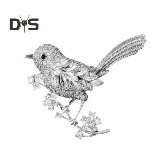 

Китайский стиль брошь-булавка сверкающие стразы сороки форма птицы лацкан булавка костюм пальто платье ювелирные изделия подарок серебро белый