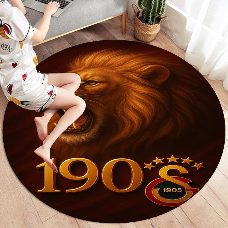 Galatasaray S Round Area Rug,Carpet Rug for Living Room Bedroom Sofa Playroom Decor,Non-slip Floor Mat