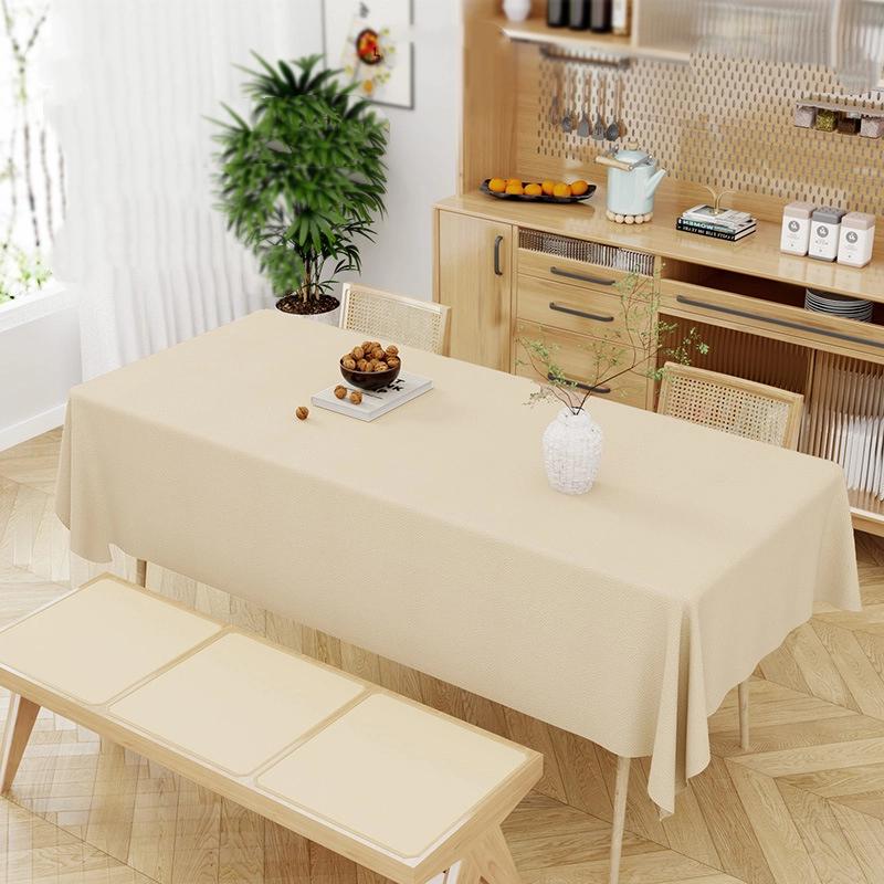 Luxury White Tablecloth Waterproof Oilproof Easy Care Elegant Cafe Dining Table Cover