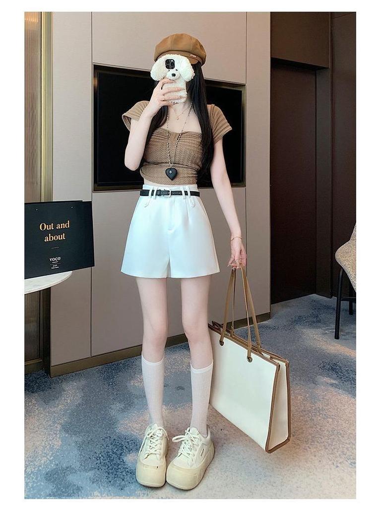 2026 Summer Women's Casual High-Waist A-Line Wide Leg Shorts