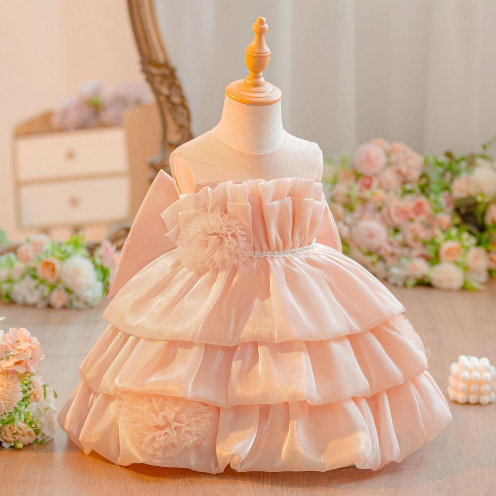 Girls' Princess Puffy Gauze Layered Cake Dress - Flower Girl/Birthday Party Outfit