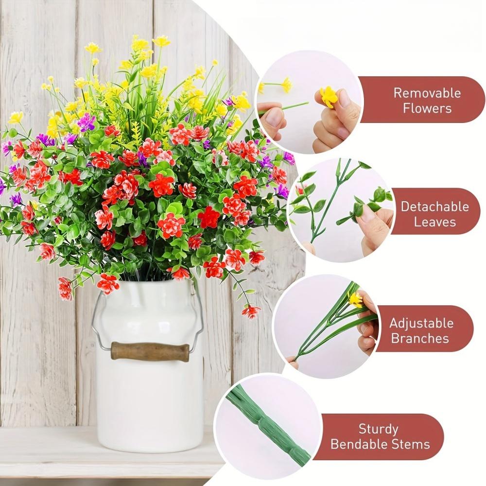 12/18/30/36 Pcs Artificial Flowers - UV Resistant, Multicolored, Realistic Fake Flowers and Shrubs - Outdoor Window Porch Decor