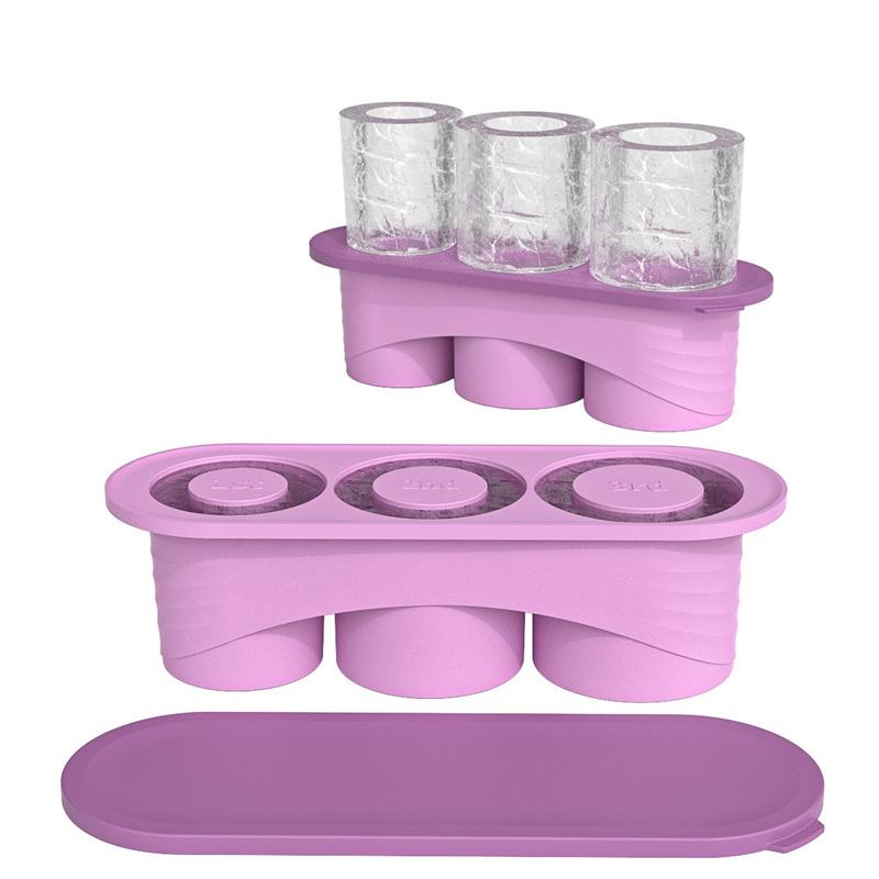 3 Cavity Ice Tray For Stanley Cup Tumbler Cup Silicone Ice Mold with Lid Summer Ice Maker Cylinder-Shape Reusable