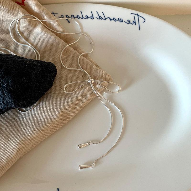 

Простой бант выдвижной длинный ожерелье женский нишевый индивидуальный модный универсальный шейный цепочка свитер цепочка