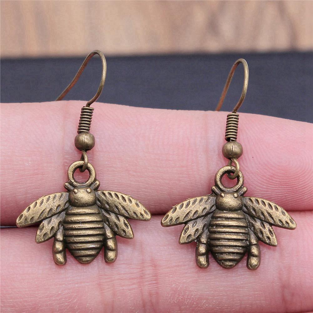 Hängeohrring Biene Wabe Minimalistische Schmuckkomponenten Ohrringgröße 18x19mm QE004