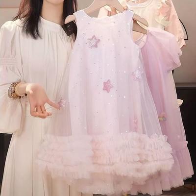 Sweet Summer Sleeveless Princess Tulle Dress For Toddler Girls Cute Vest Short Skirt Party Outfit