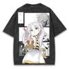 Frieren: Beyond Journey's End Anime Graphic T-shirt Vintage Washed Oversized T Shirt Men Women Clothes Cotton Short Sleeve Tee