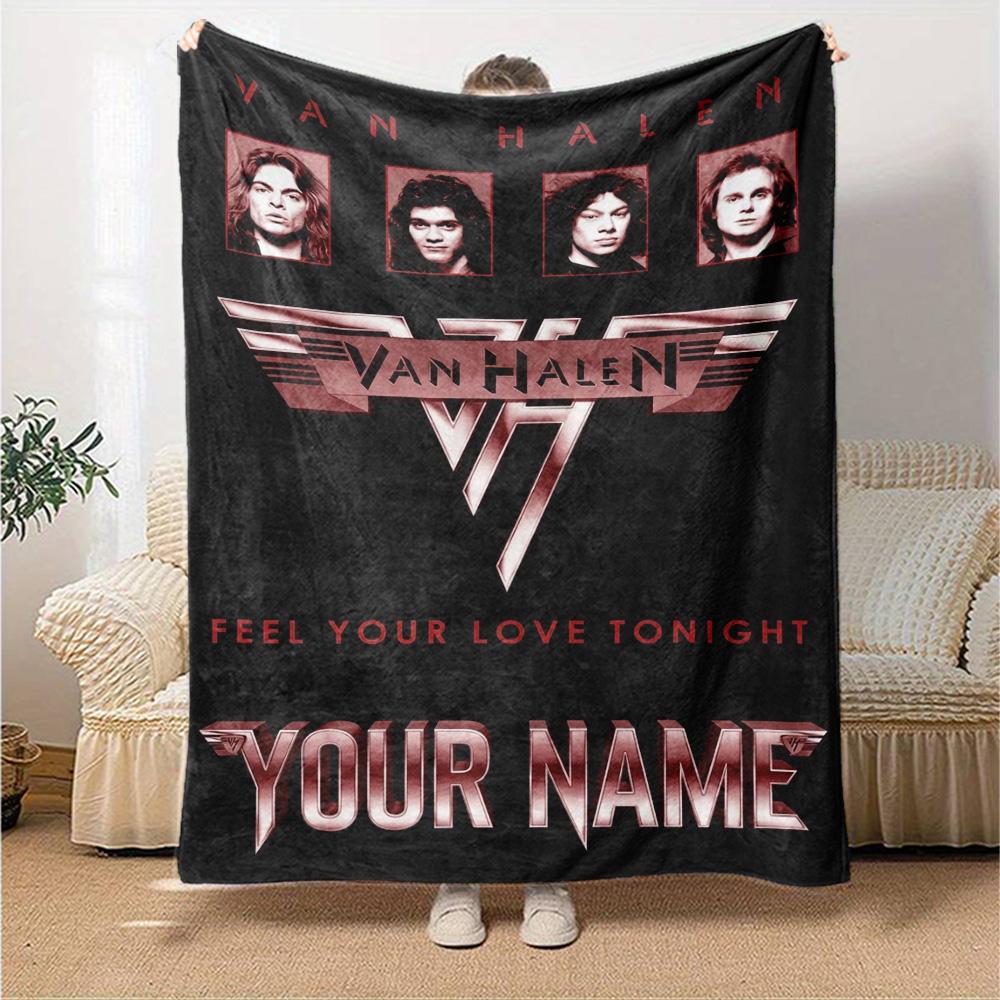Name Custom VAN HALEN Print Flannel Blanket High Quality Warm Comfortable Cover for All Seasons Perfect for Gifts Home Decor