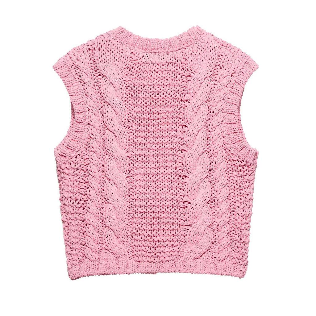 TAOP&ZA Damen Frühling Floral Geknöpfter Strickweste