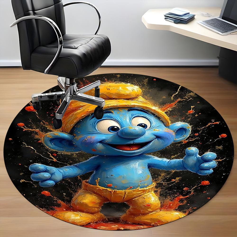 1pc Smurf Bloom Office Round Area Rug, Indoor Mat Suitable For Office, Under Office Chairs Bedroom Living Room Home Decor, Room Deco220