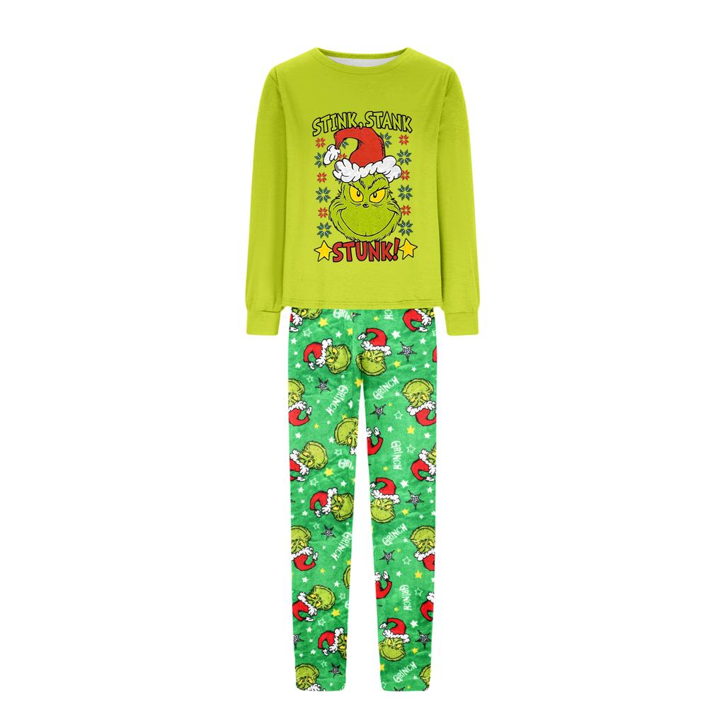 Vánoční potisk pro rodiče a děti Domácí oblek Dlouhý rukáv Horní díl A Kalhoty