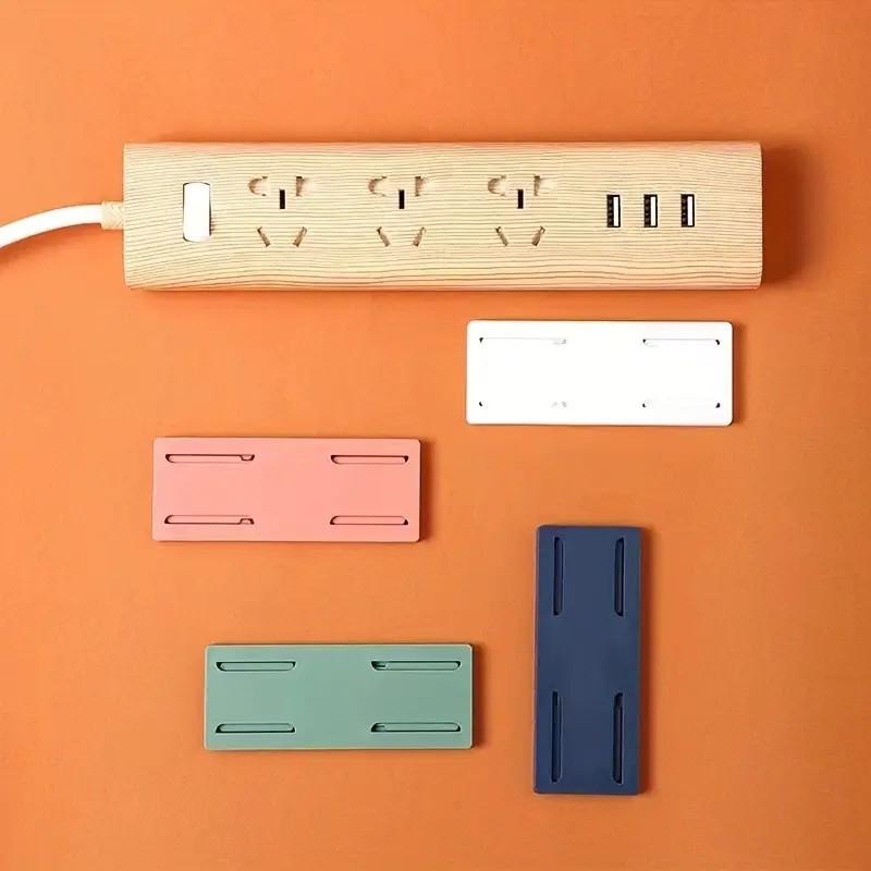 1pc Socket Holder Organizer Socket Fixer Powerful Traceless Wall-mounted Self-adhesive Cable Seamless Power Strip Hold Wire Holder Utility Hooks