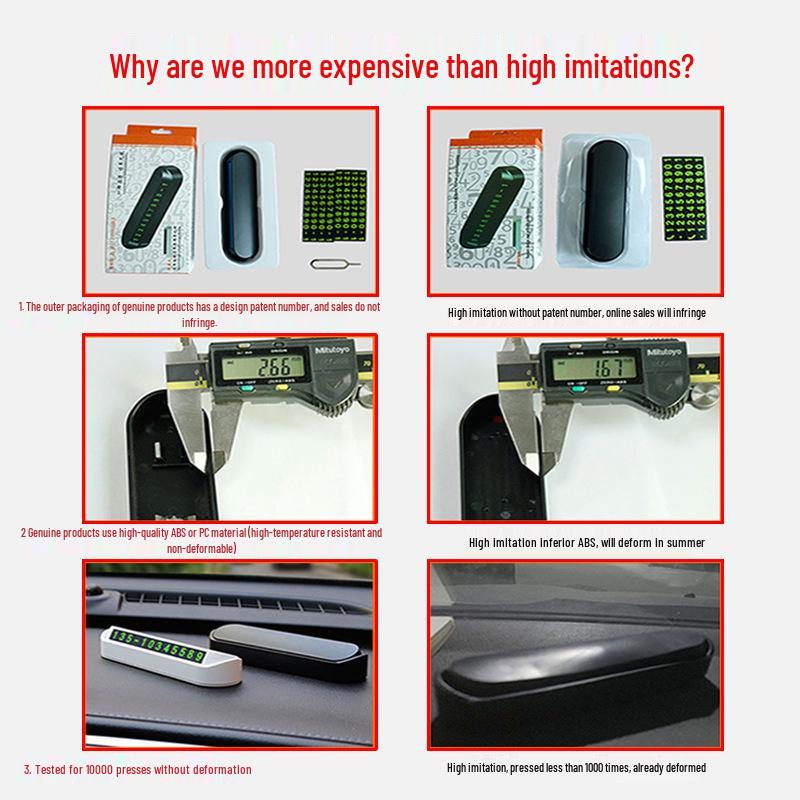 Hidden Press-Type Car Dashboard Phone Number Plate for Temporary Parking