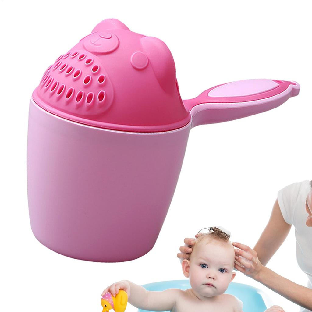Bath Rinser Cup for Babies Cartoon Bear Baby Bath Rinse Cup with Handle Rinsing Water Scoop for Protecting Infant Toddlers Eyes