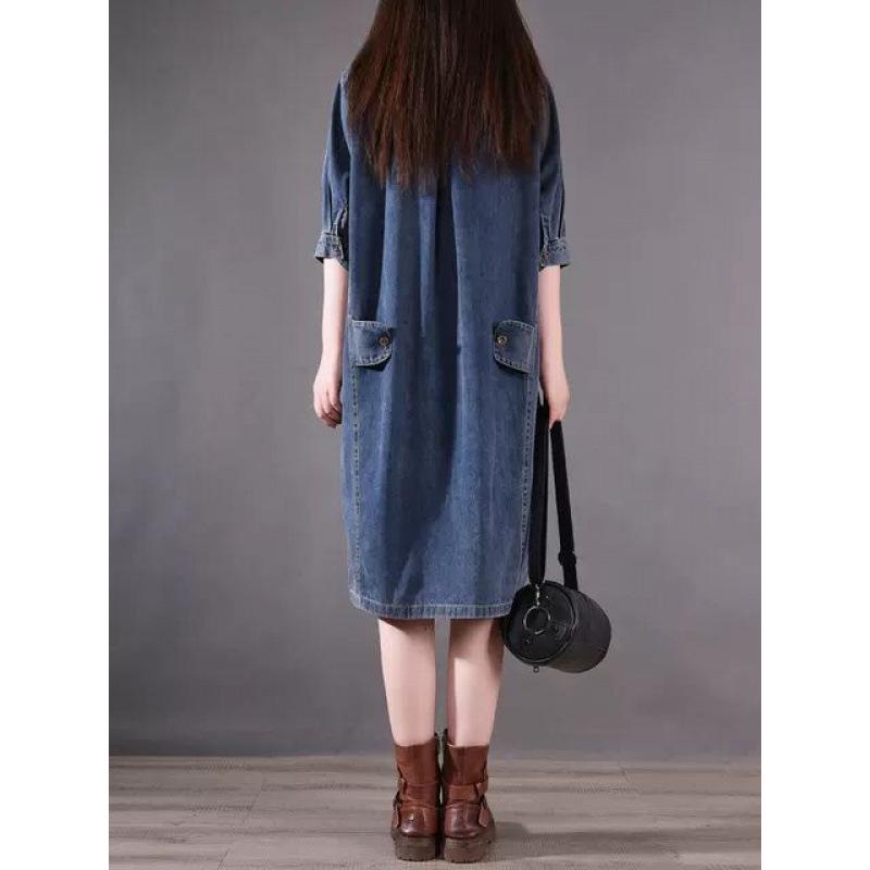 2025 Spring/Summer Korean Style Plus Size Ruffle Sleeve Elegant Commute Dress with Pockets