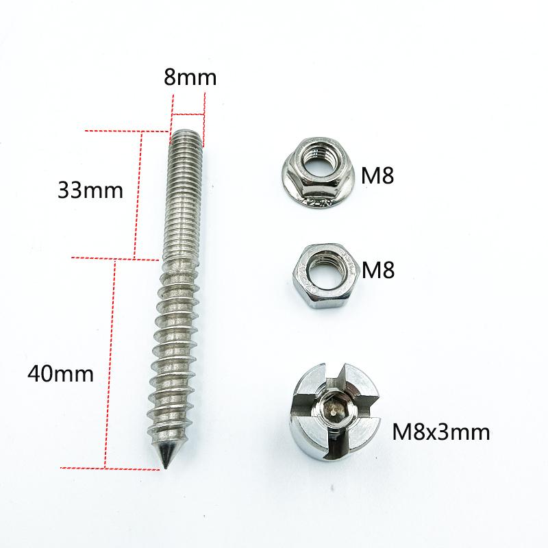 1 Pezzo 3mm 4mm Morsetto per Corda Angoli a 90 Gradi Acciaio Inossidabile 316 Sistemi a Rete per Corda Metallica Clip a Croce per Parete Verde con Vite