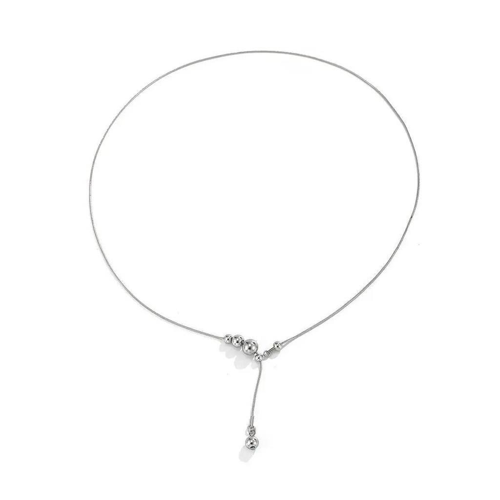SHIXIN Minimalism Silver Color Tassel Long Chain Pendant Necklace for Women Charm Thin Clavicle Chains Party Jewelry Accessories