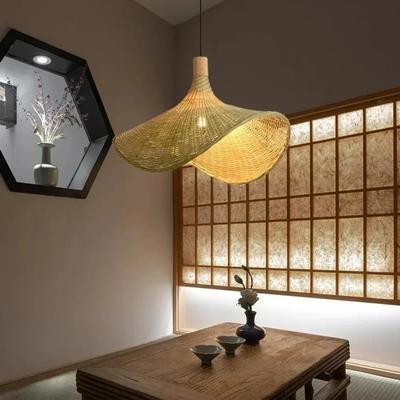 JOYINLED Rattan Japanese Chandelier New Chinese Bamboo Pendant Light for Tea Room IslandRestaurant LED Hanging Lamp Dia.30cm