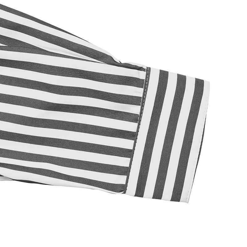 Simple Lapel Women's Autumn New Casual Striped Long-sleeved Shirt Thin Jacket for Women