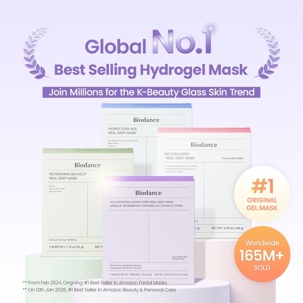 Biodance Real Deep Mask PDRN Collagen Ceranol Vita Sea Kelp Sheet Mask 4pcs Option