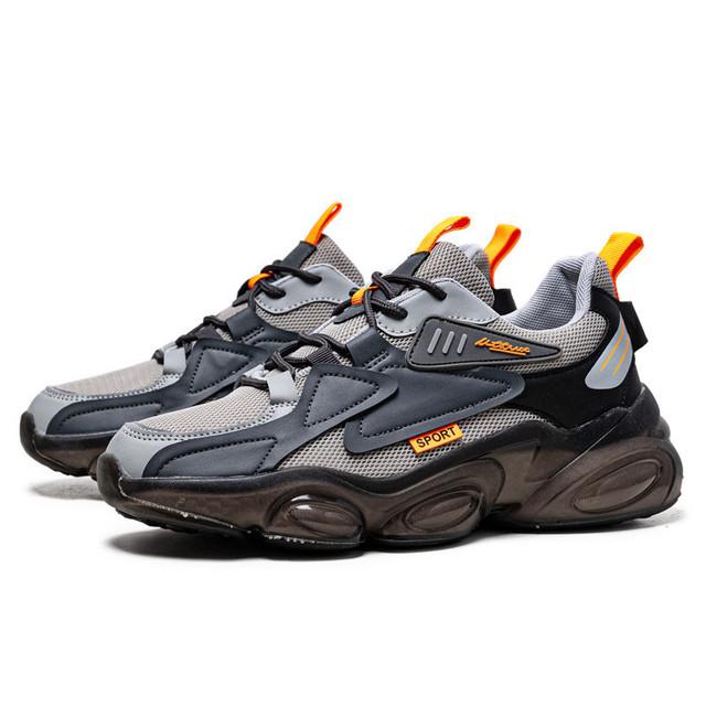 

Модные мужские туфли для папы на толстой подошве. Летние сетчатые дышащие кроссовки. Нескользящие амортизирующие износостойкие мужские кроссовки для бега. 40 чёрный