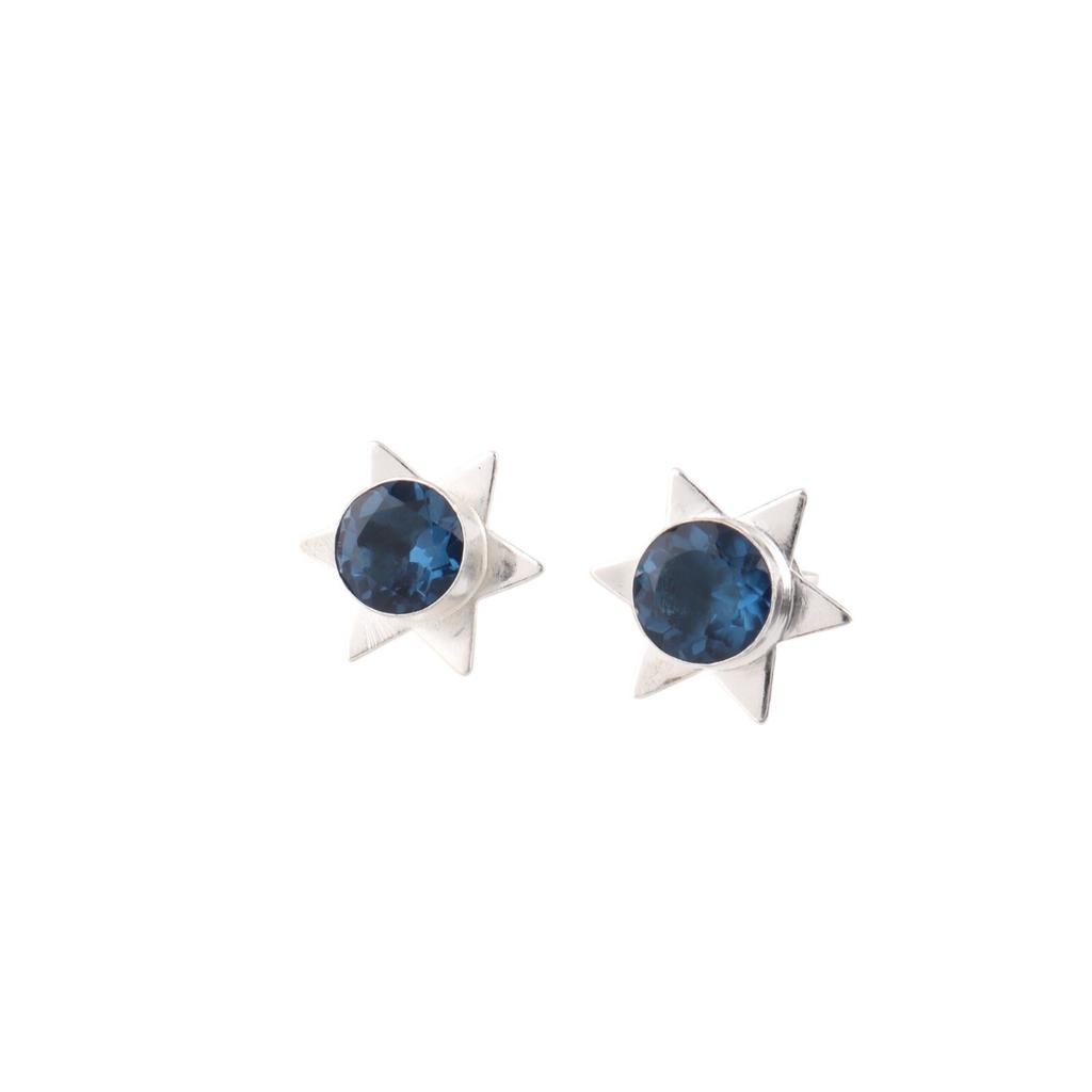 London Blue Topaz Gemstone 925 Sterling Silver Jewelry Handcrafted Studs 0.44" EE-175-5