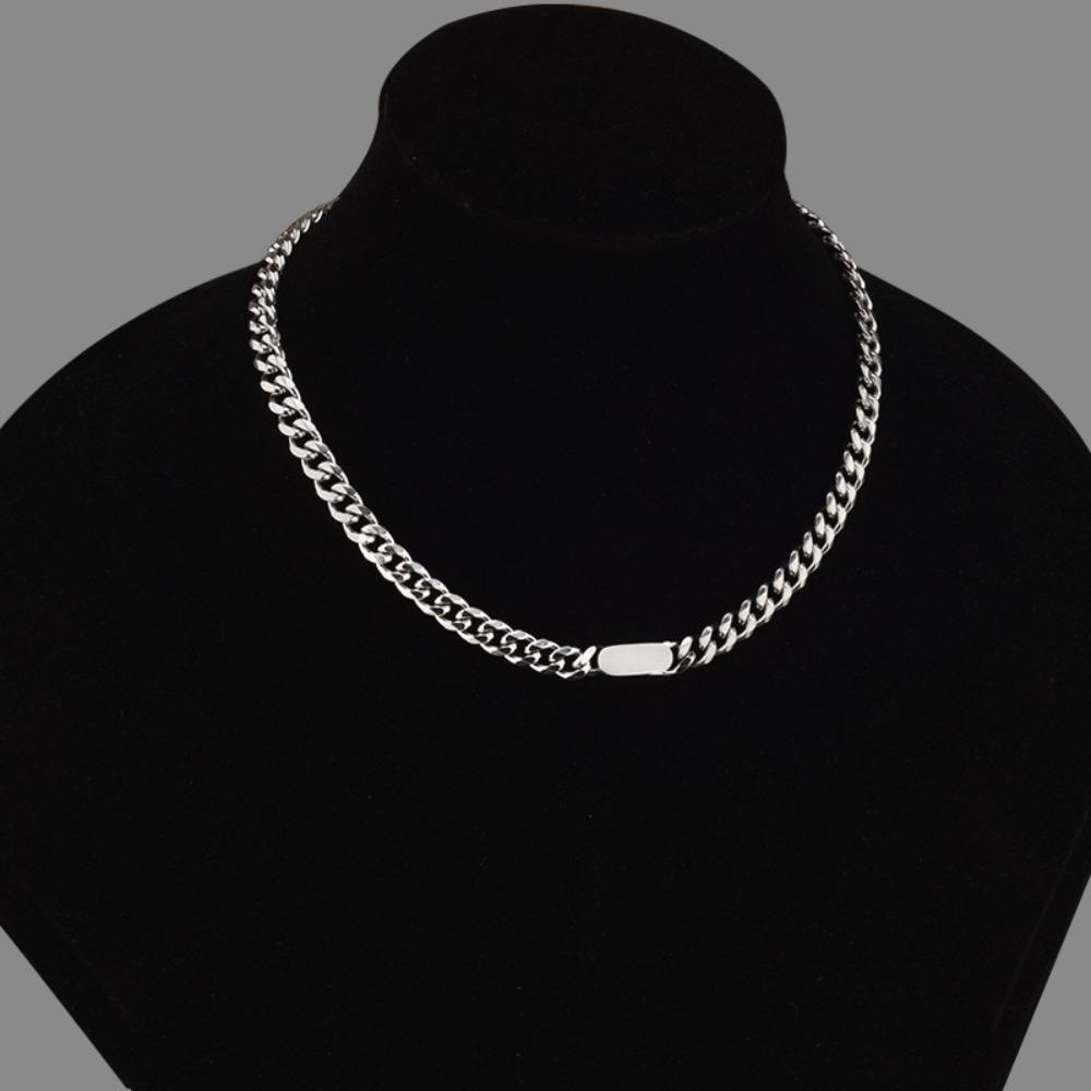 Simple Titanium Steel Necklace Cuban Punk Necklace Bracelet Ins Hip Hop Chain Necklace  Women Men