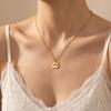 Adorable Cartoon Cat Paw Print Pendant Necklace - Stainless Steel Collarbone Jewelry for Women