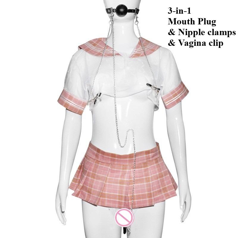 Nipple Clamps Clips Mouth Plugs Collars Choker Vagina Clip Bondage Set Kink Fetish Erotic Flirting for Woman Adult Sex Toys