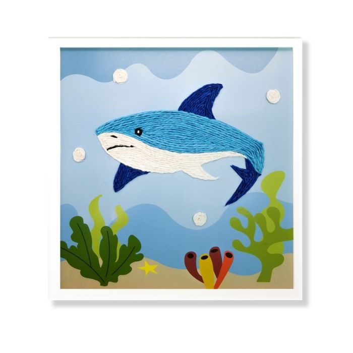 Tableau - Multicolore - Requin - 22 x 22 cm - Enfant - Mixte