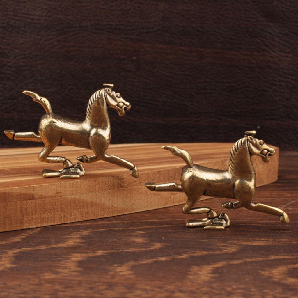 Brass Horse Figurines Chinese  Year Zodiac Horse Ornament Feng Shui Lucky Statue Home Office Desktop Decoration Crafts